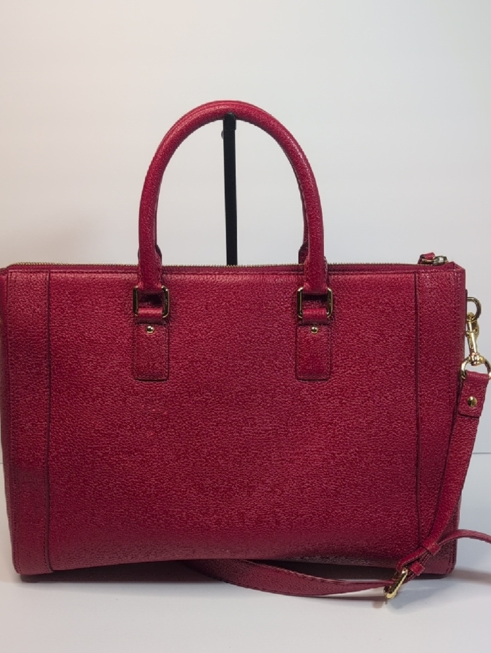 MCM Red Studded Leather Crossbody/ Tote Bag - Picture 3 of 16